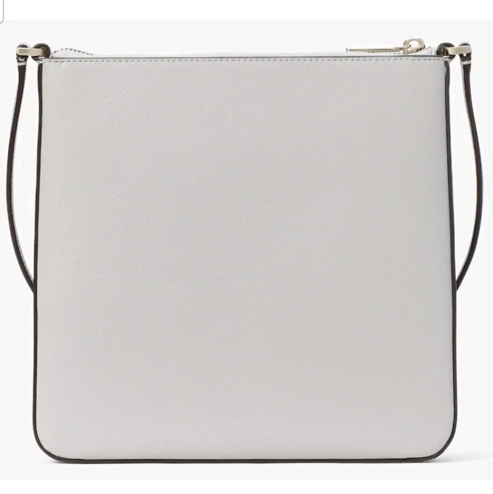 Kate Spade NY Sadie North South Crossbody Platinum Gray Saffiano Leather EUC